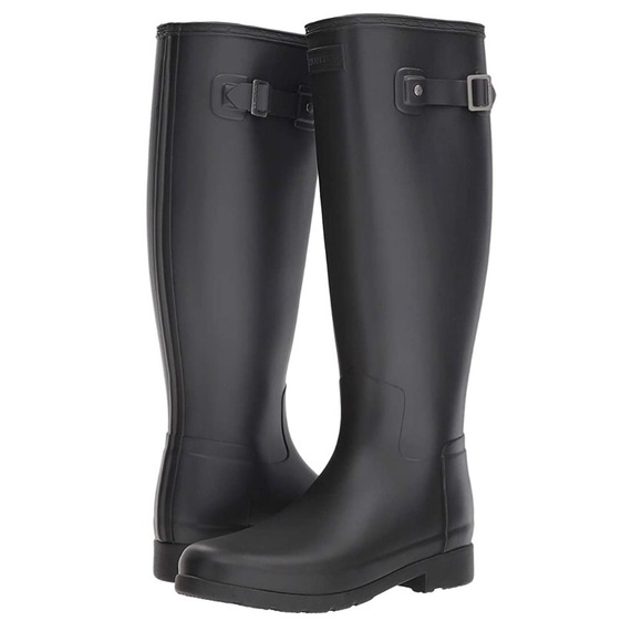 New Hunter Refine Tall Matte Black Wide Rainboots - Picture 9 of 12